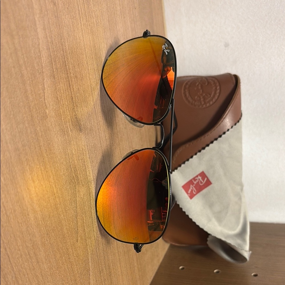 Ray-Ban Aviator Sunglasses with Orange Lenses
